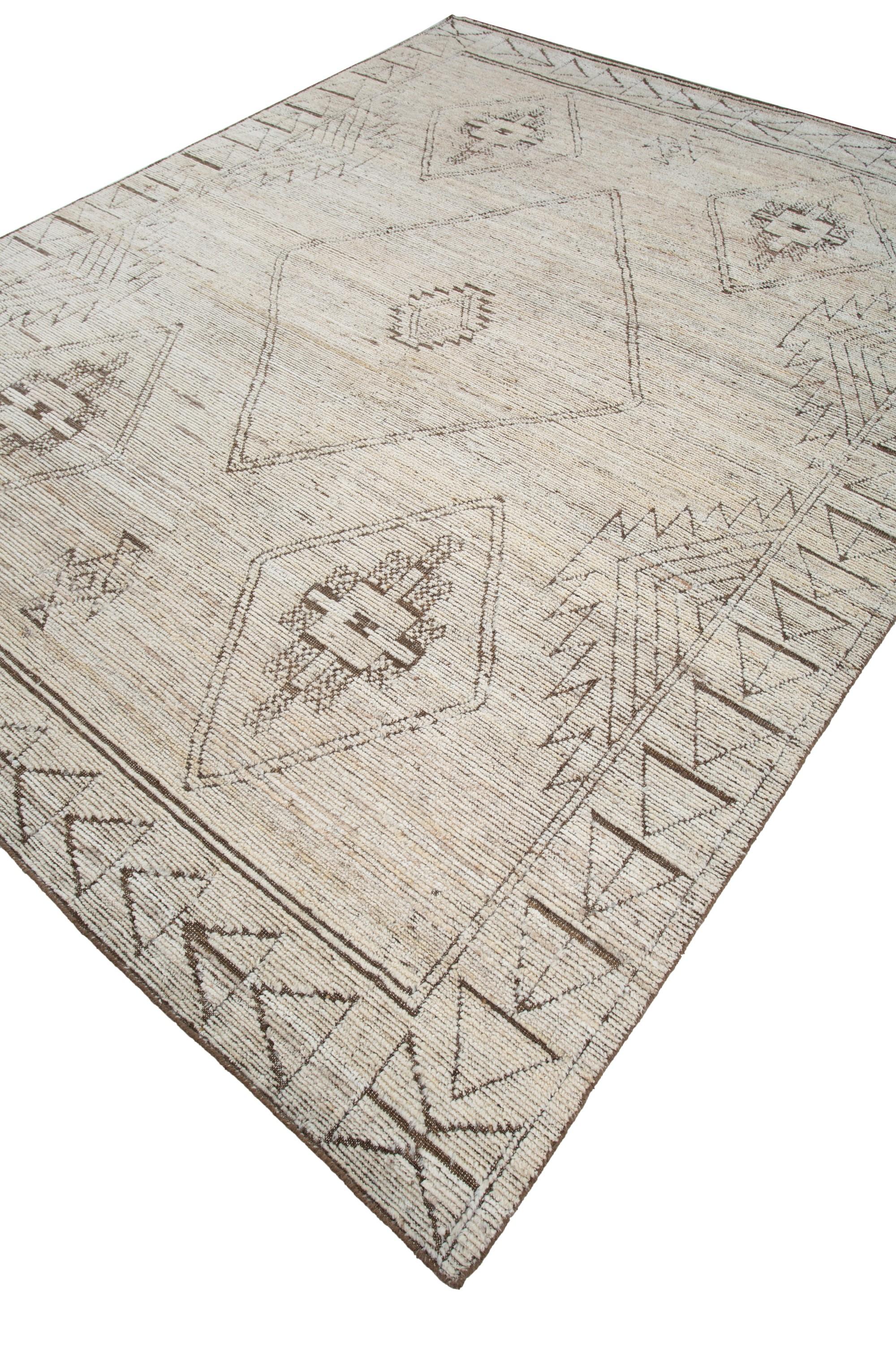 Alfombra anudada a mano Geo-Mosaic Dream Blanco Hielo y Marrón Cacao 274x365 cm Anudado a mano en venta