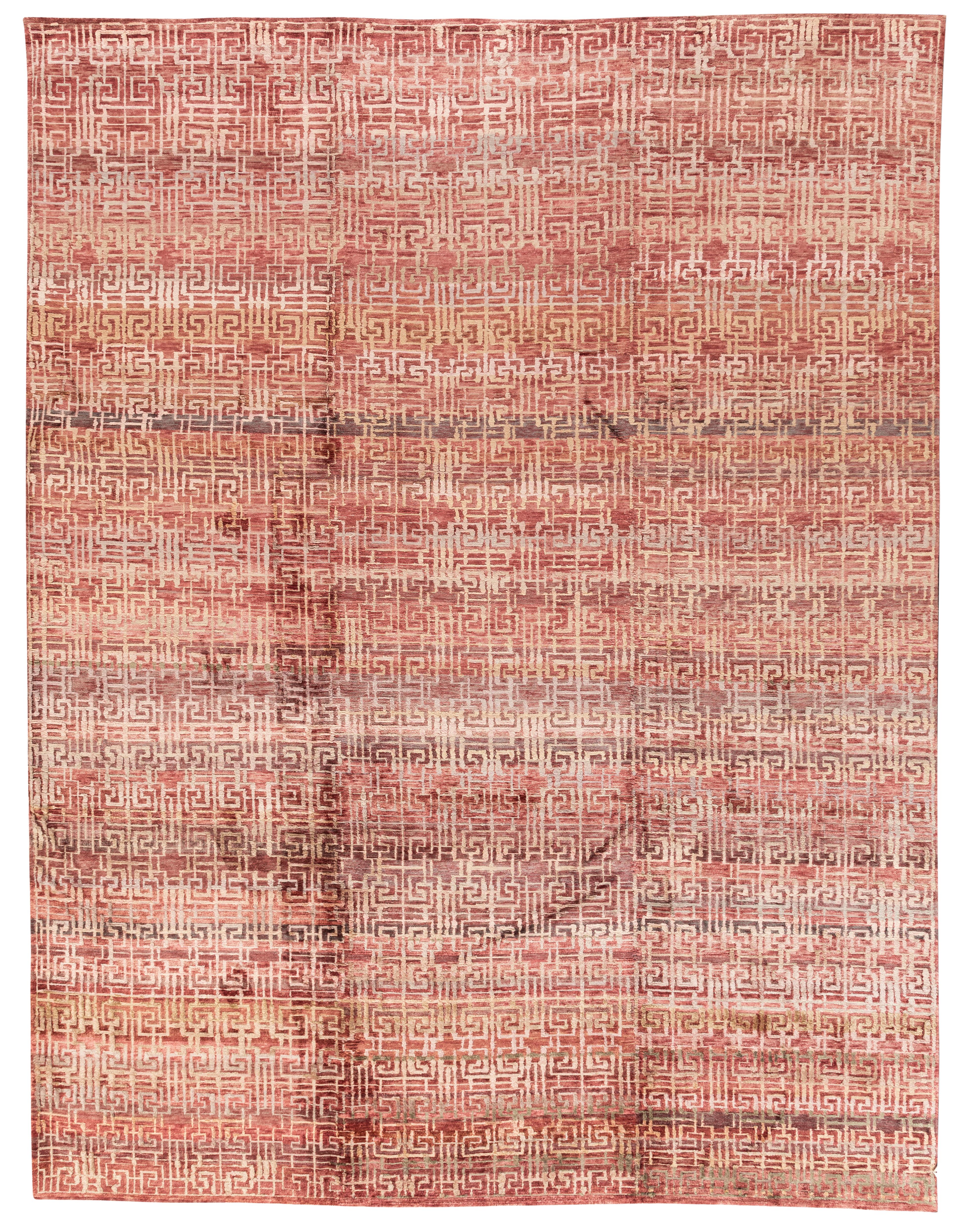 
With a smart modification of our ancient Tibetan carpet hand woven process, the Rebel Silk technique gives each carpet a unique and sacred geometry, one that is augmented by delicious hues of delicately hand dyed silk. Geo Rose is a Rebel Silk