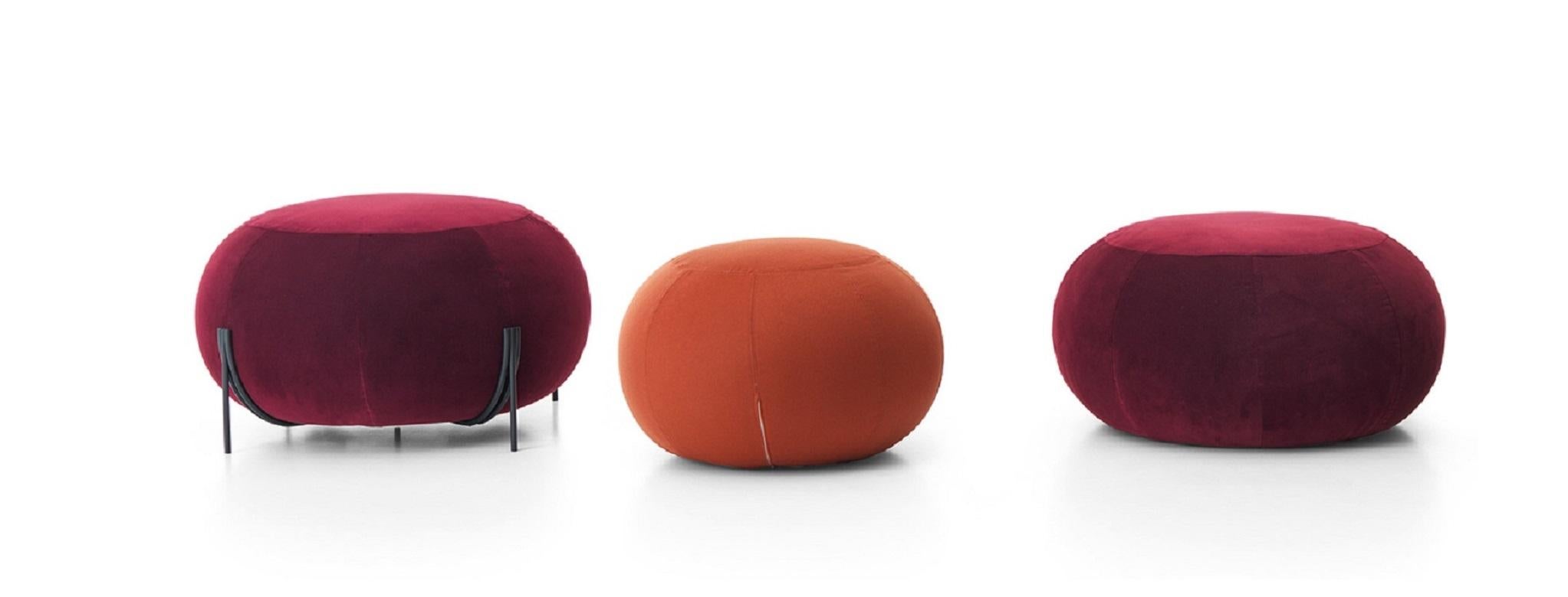 Geo Small Pouf in Lario Top Orange Upholstery by Paolo Grasselli For Sale 1