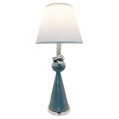 Geo Table Lamp with Serpent Twist in Wedgwood Glaze on Lucite Base