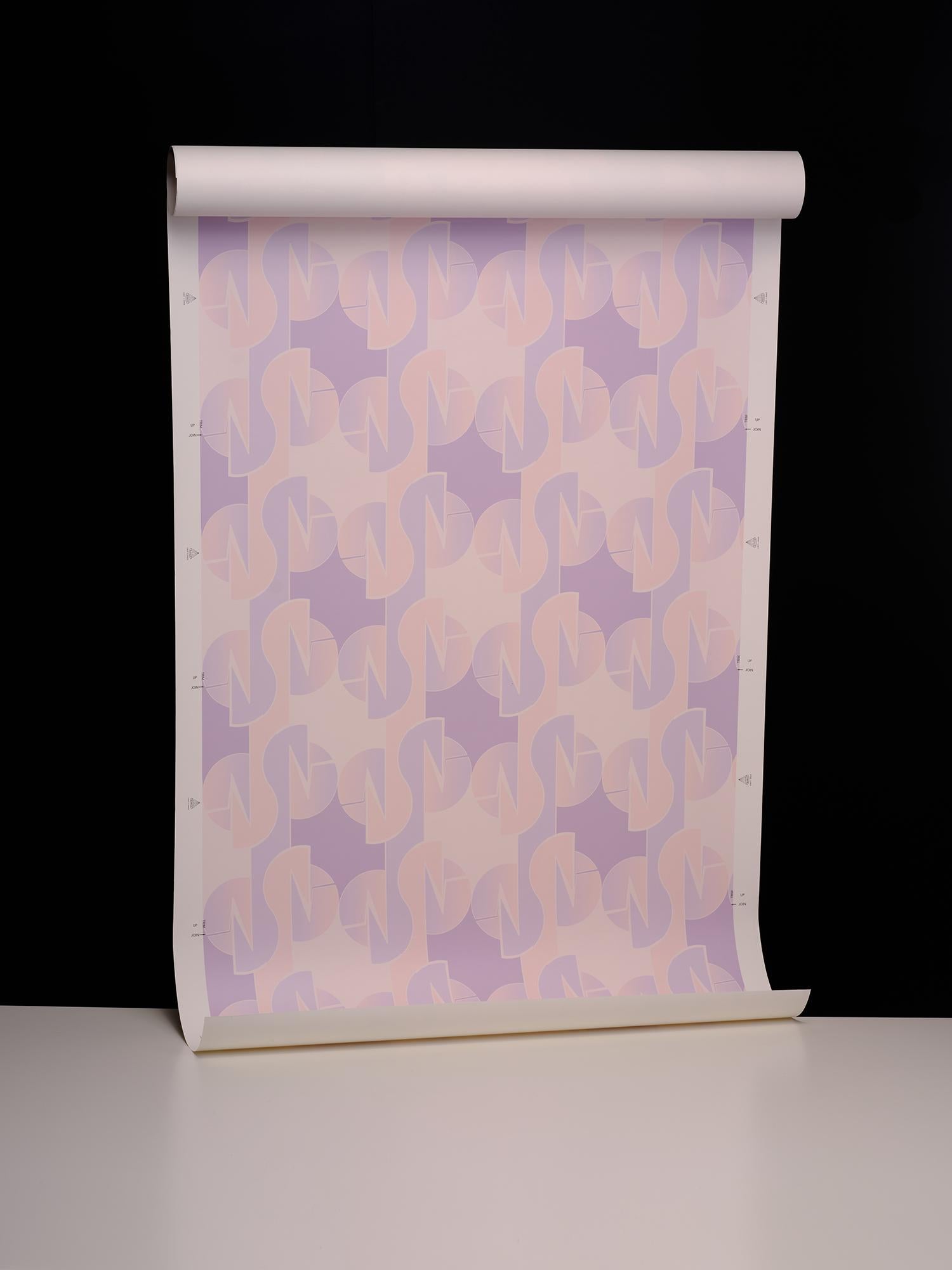 Contemporary Geo Swan Art Deco Inspired Ombre Wallpaper For Sale