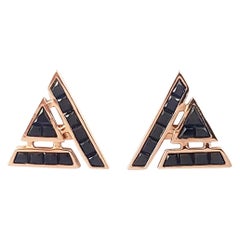 Geoart Clous d'oreilles puzzle en or rose 18 carats avec saphirs noirs