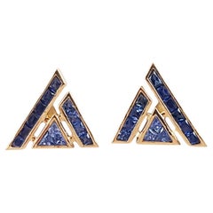 Kavant & Sharart GeoArt Blue Sapphire 18K Earrings
