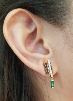 GeoArt Happy Movement Emerald Ear Jacket Earrings 18K Gold