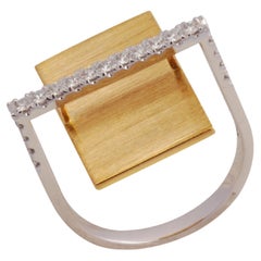 GeoArt Rectangle Diamond Ring set in 18K White/Yellow Gold Settings
