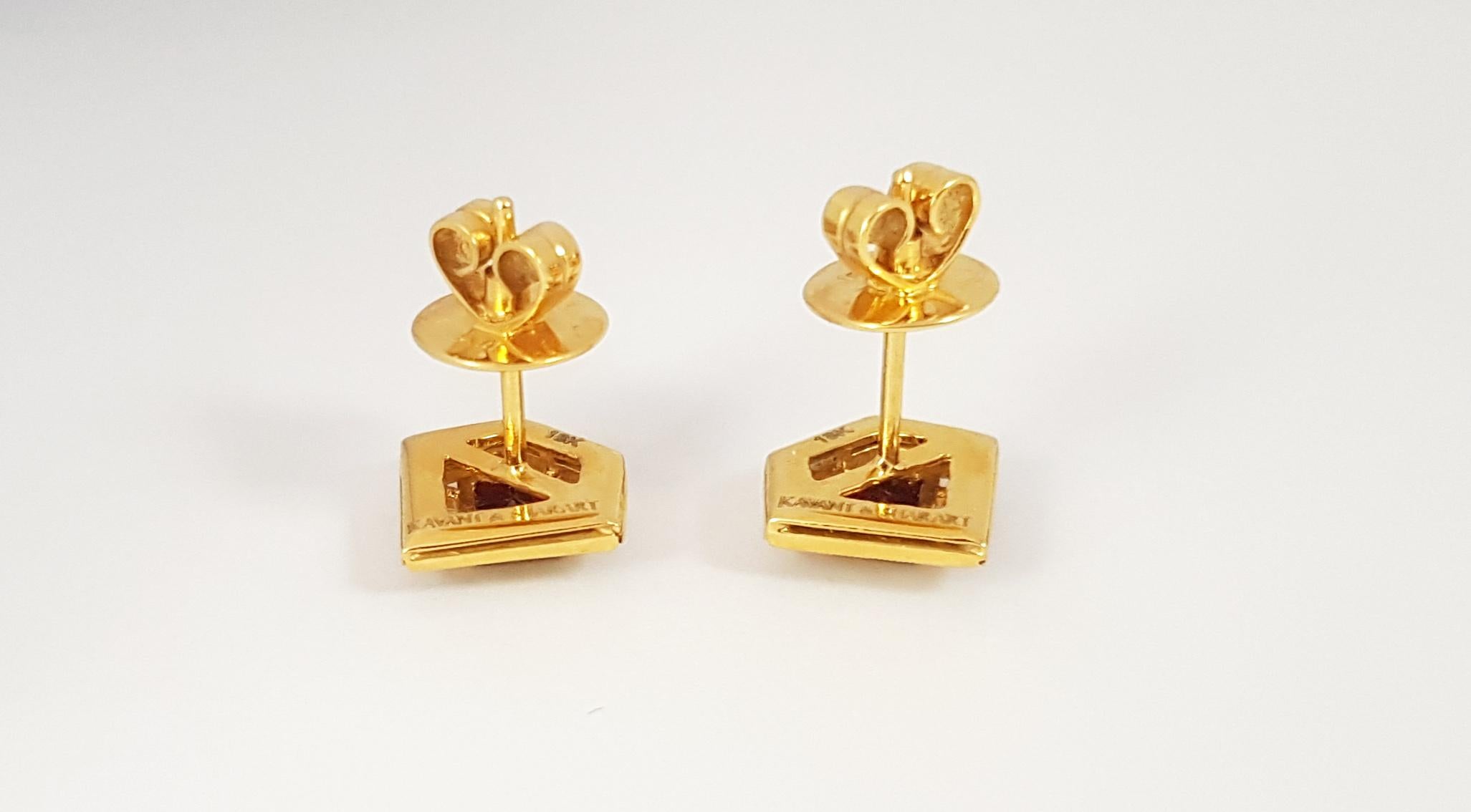 Geoart Ruby, Diamond Stud Earrings 18k Yellow Gold In New Condition For Sale In Bangkok, 10