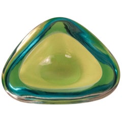 Geoda Murano Bowl, Green and Blue, Italy, 1970s