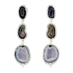 Pendientes de Diamantes Geoda de Oro de 18 Kilates