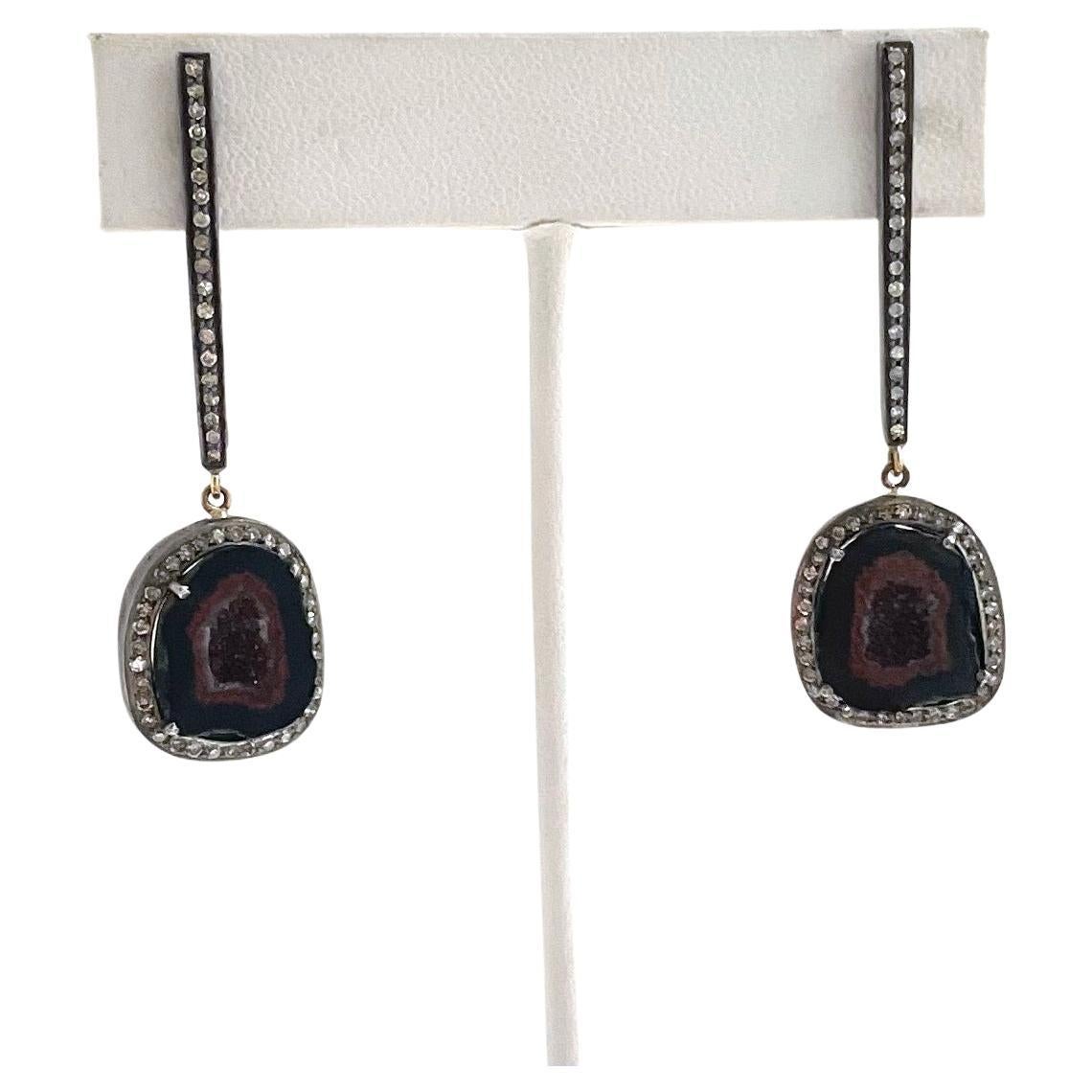 Women's Geode and Diamonds Paradizia Earrings For Sale