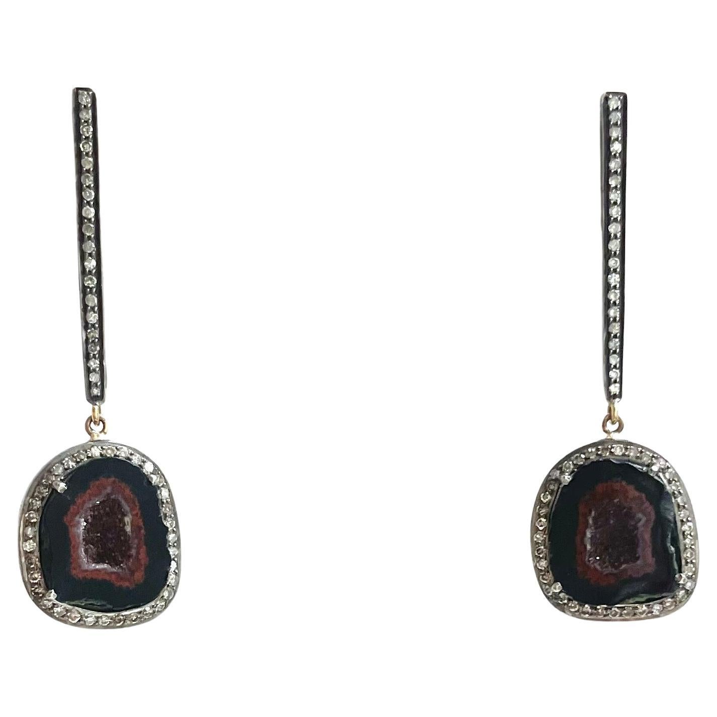 Geode and Diamonds Paradizia Earrings For Sale 3