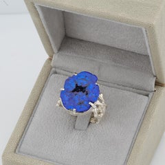 Geode azurite silver ring, size 8