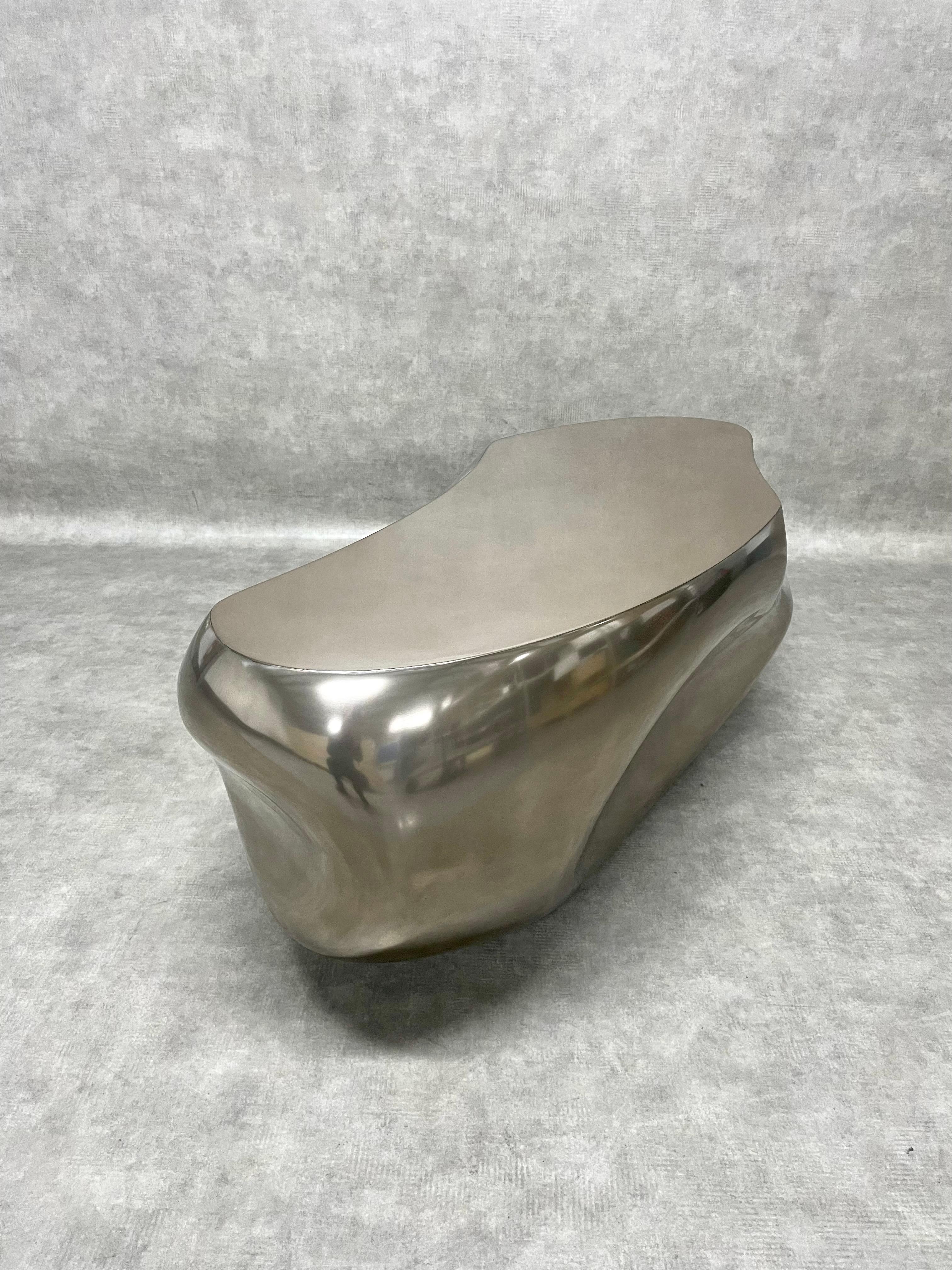 Geode by Frédérique Domergue - Limited-edition, sculptural table, titanium For Sale 1