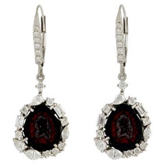 Geode Dangle Earrings with Fancy Diamonds Made in 18k White Gold
