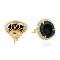 Geode Diamond 18 Karat Gold Stud Earrings