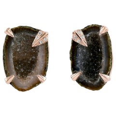 Geode Diamond 18 Karat Gold Stud Earrings