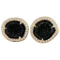 Geode Diamond 18 Karat Gold Stud Earrings