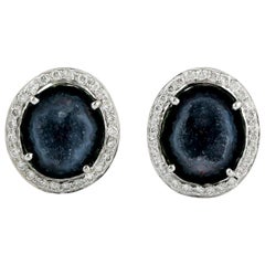 Geode Diamond 18 Karat White Gold Stud Earrings