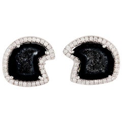 Geode Diamond 18 Karat White Gold Stud Earrings