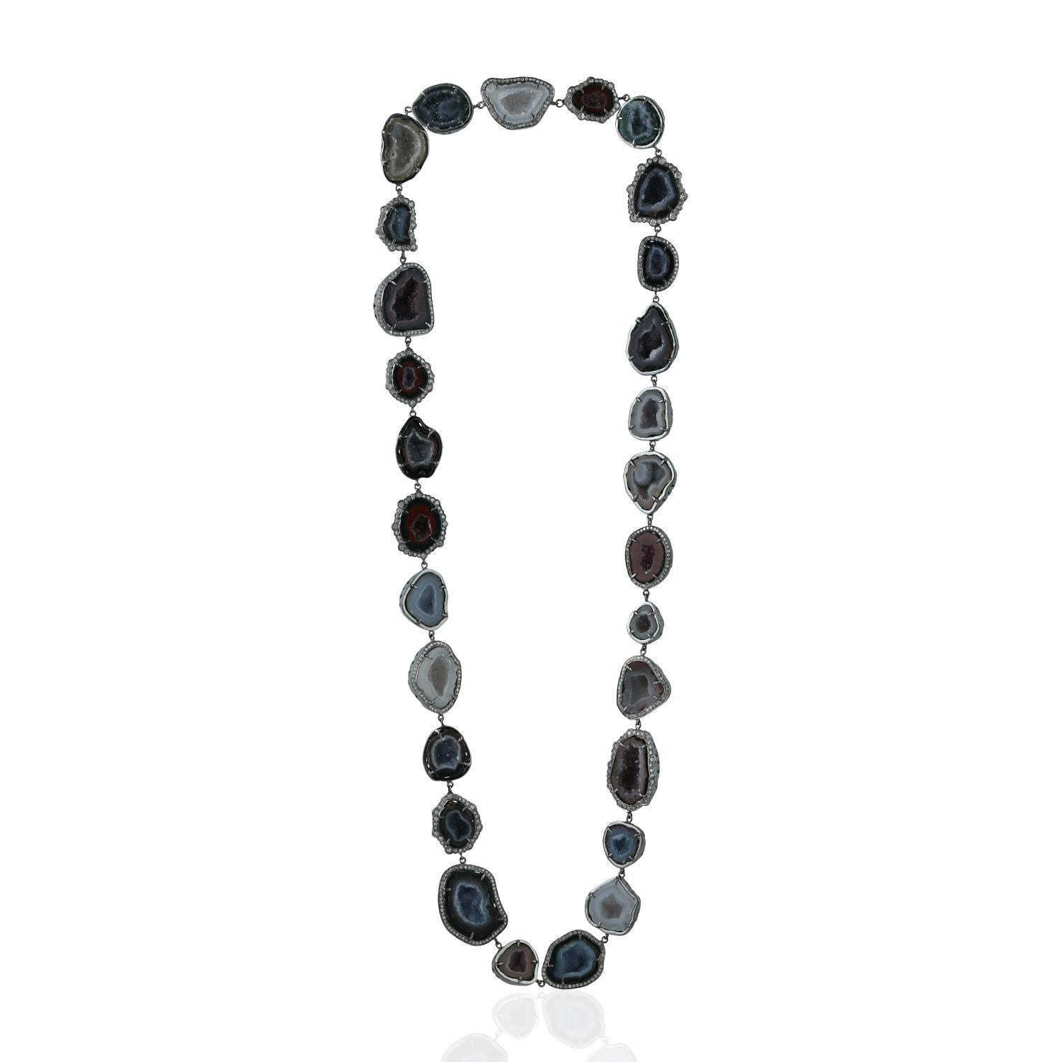 Diamant-Halskette mit Geode-Diamant (Moderne) im Angebot