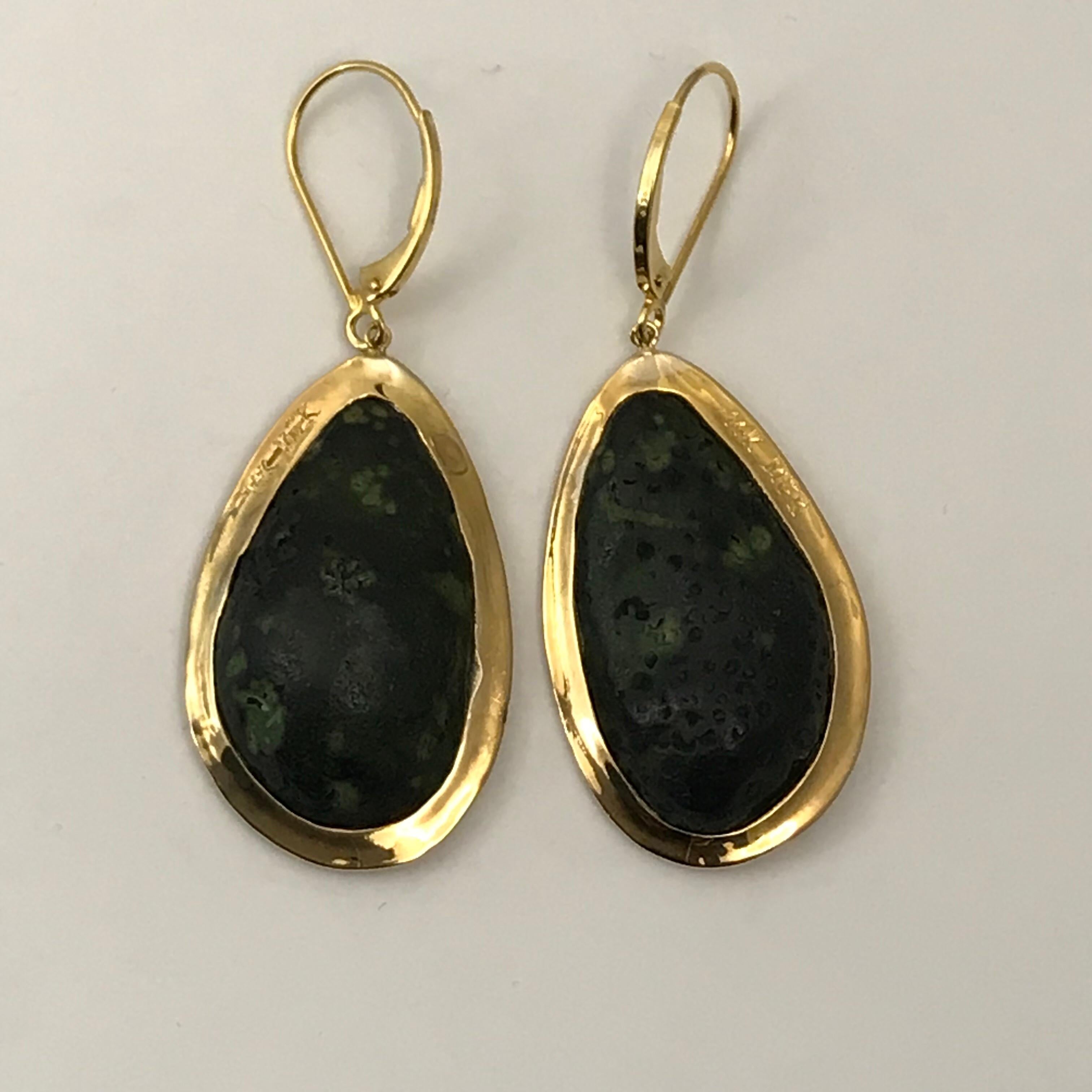 Geode Drop Earrings Set in 14 Karat Yellow Gold with .75 Carat Total of Diamonds For Sale 8