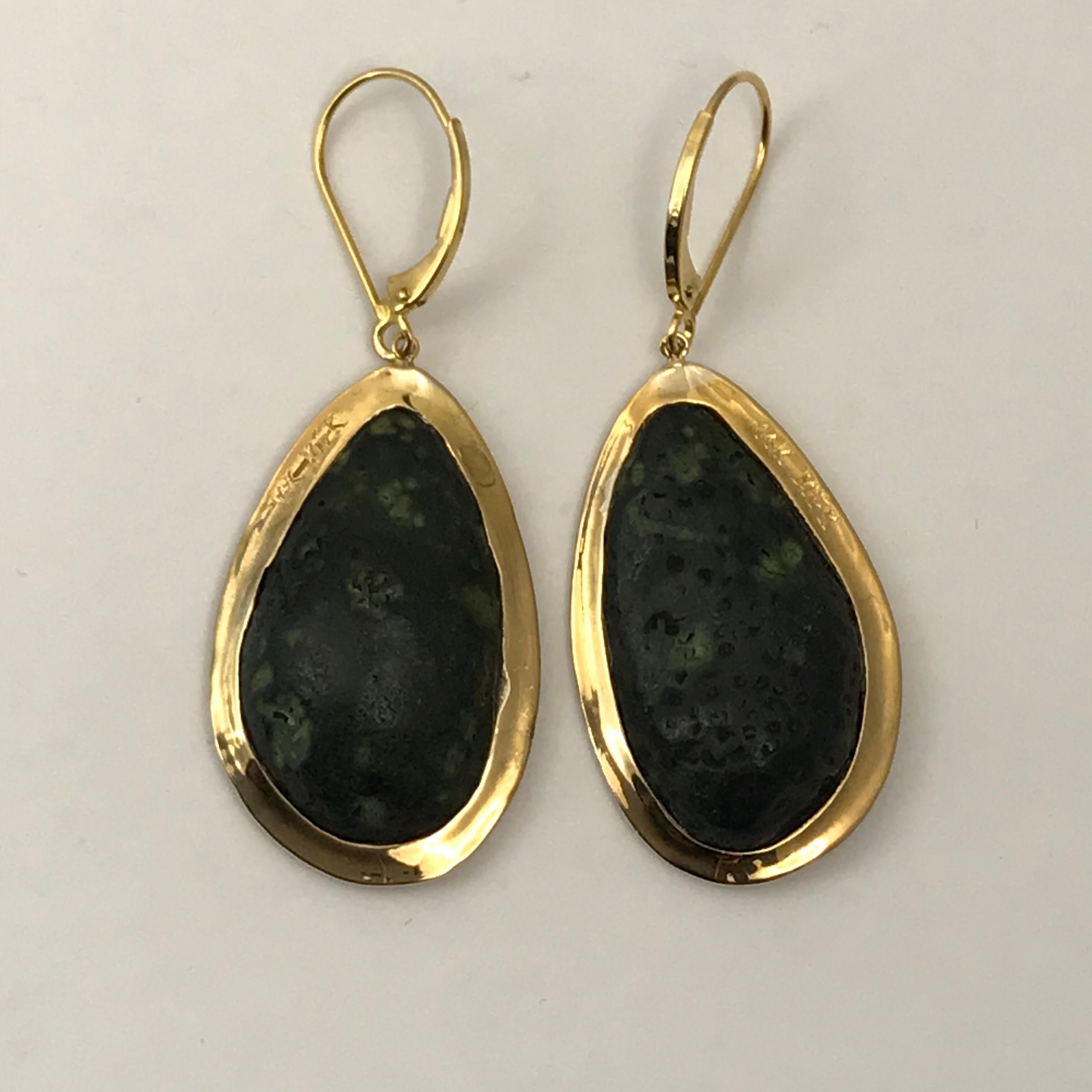 Geode Drop Earrings Set in 14 Karat Yellow Gold with .75 Carat Total of Diamonds For Sale 9
