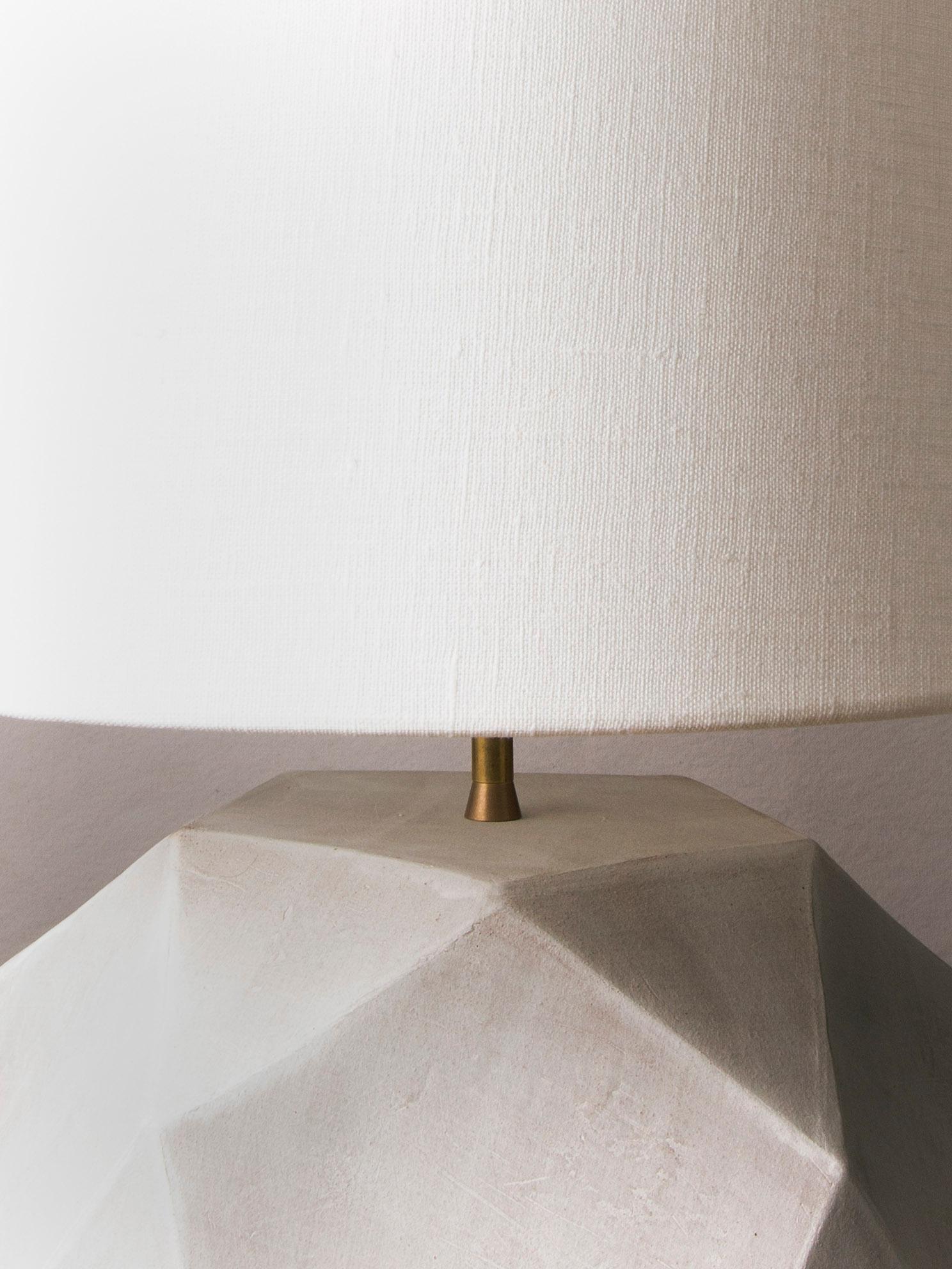 American Geode Lamp 1 - Geometric White Ceramic and Brass Table Lamp #1 For Sale