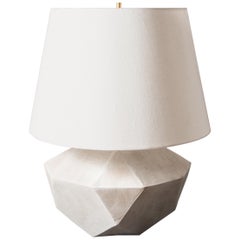'Geode' Geometric White Ceramic and Brass Table Lamp #2