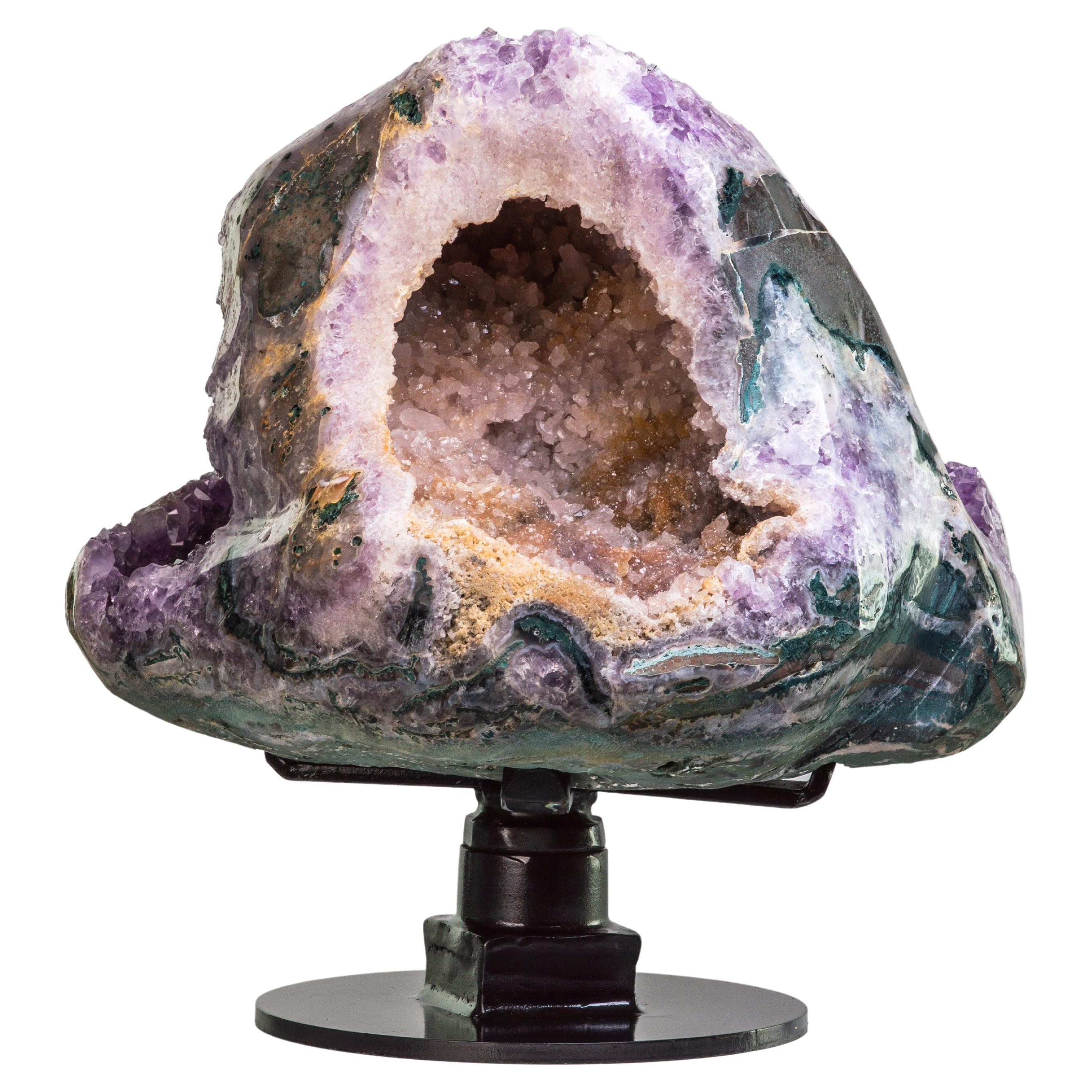 Geode Heart with Rare Formations and Double Colour Crystals Amethyst and Quartz For Sale