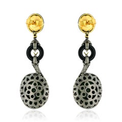 Geode Kyanite Snake Diamond Earrings