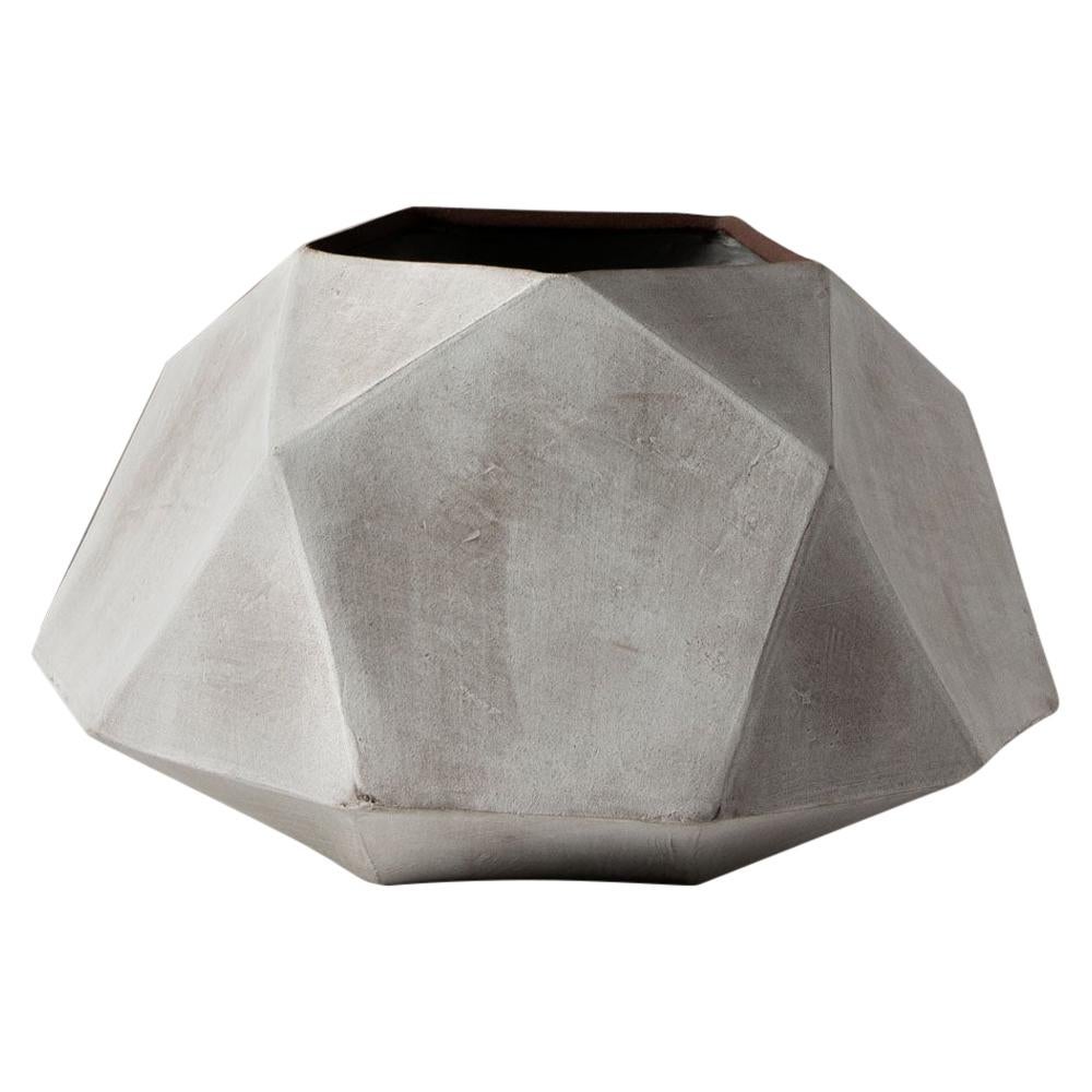 'Geode' Large White Geometric Ceramic Vessel For Sale