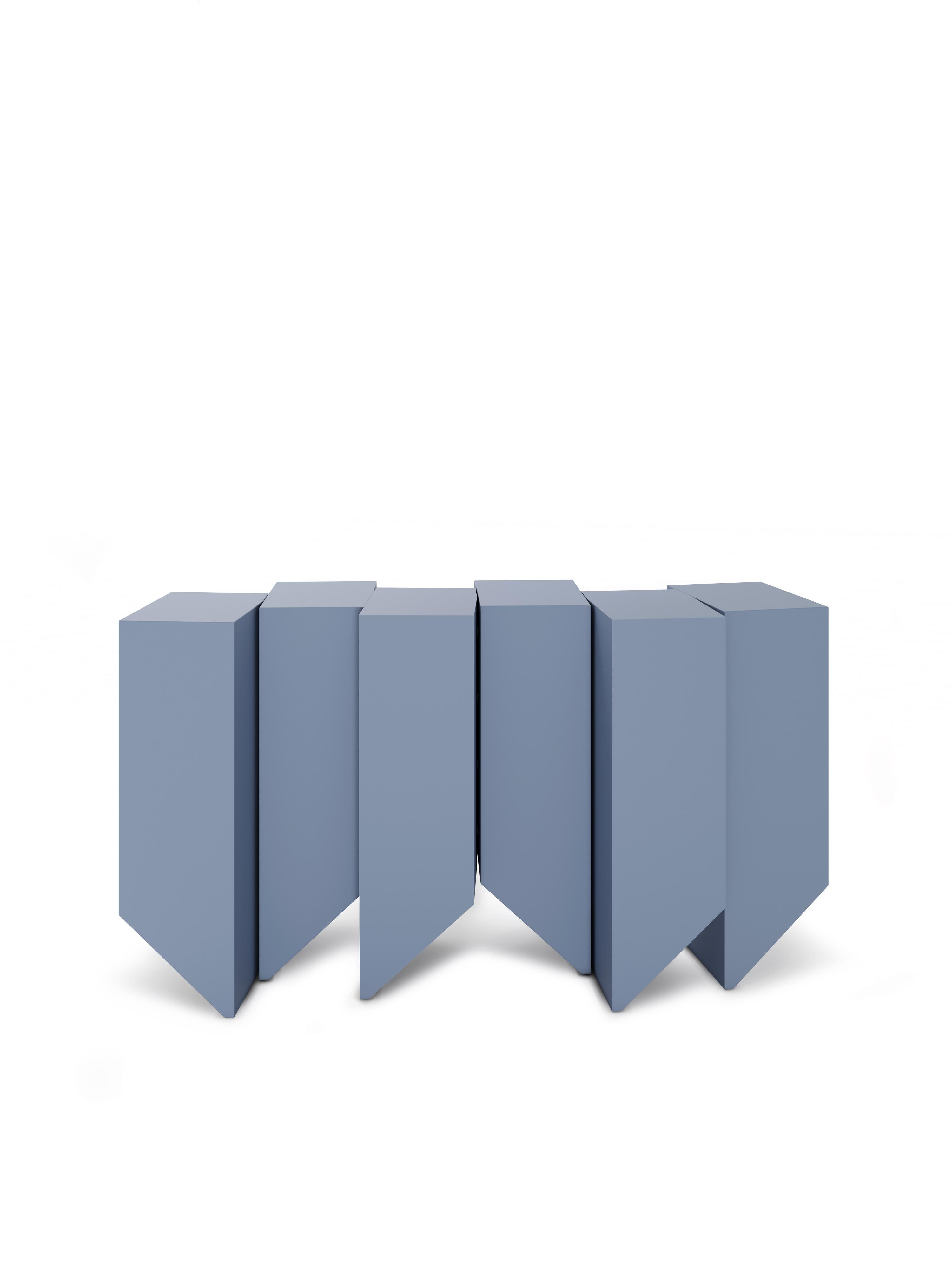 Geode Metal Console by Ginger & Jagger
Dimensions: D 50 x W 150 x H 80 cm. 
Materials: Brushed Brass.
Finish: Brushed Brass.

This product is suitable for custom size. This product is made for living areas and interior spaces only. This product is