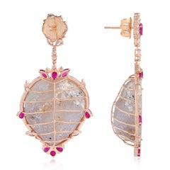 Geode-Rubin-Diamant-Ohrringe aus 18 Karat Gold