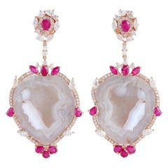 Pendientes Geoda Rubí Diamante Oro 18 Kilates