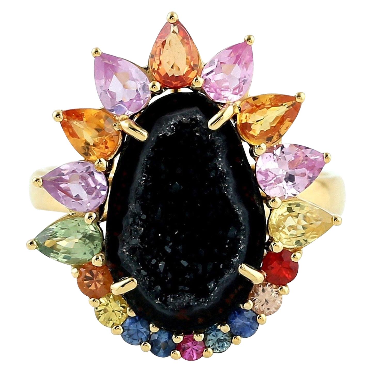 Geode Sapphire 18 Karat Gold Ring