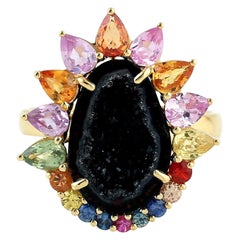 Geode Sapphire 18 Karat Gold Ring