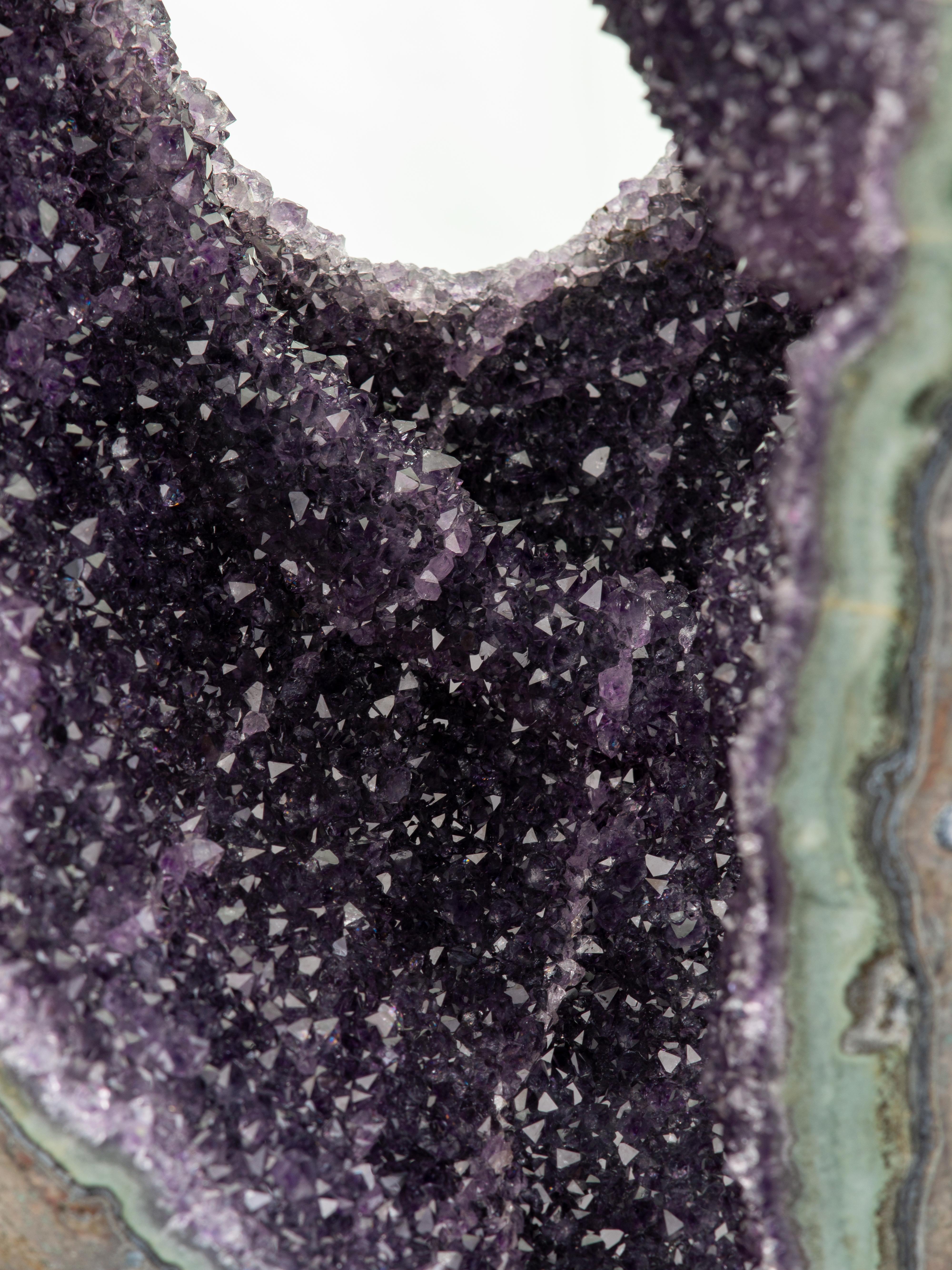 Geode Section with Rare Amethyst Formation and Intense Green Shell For Sale 6