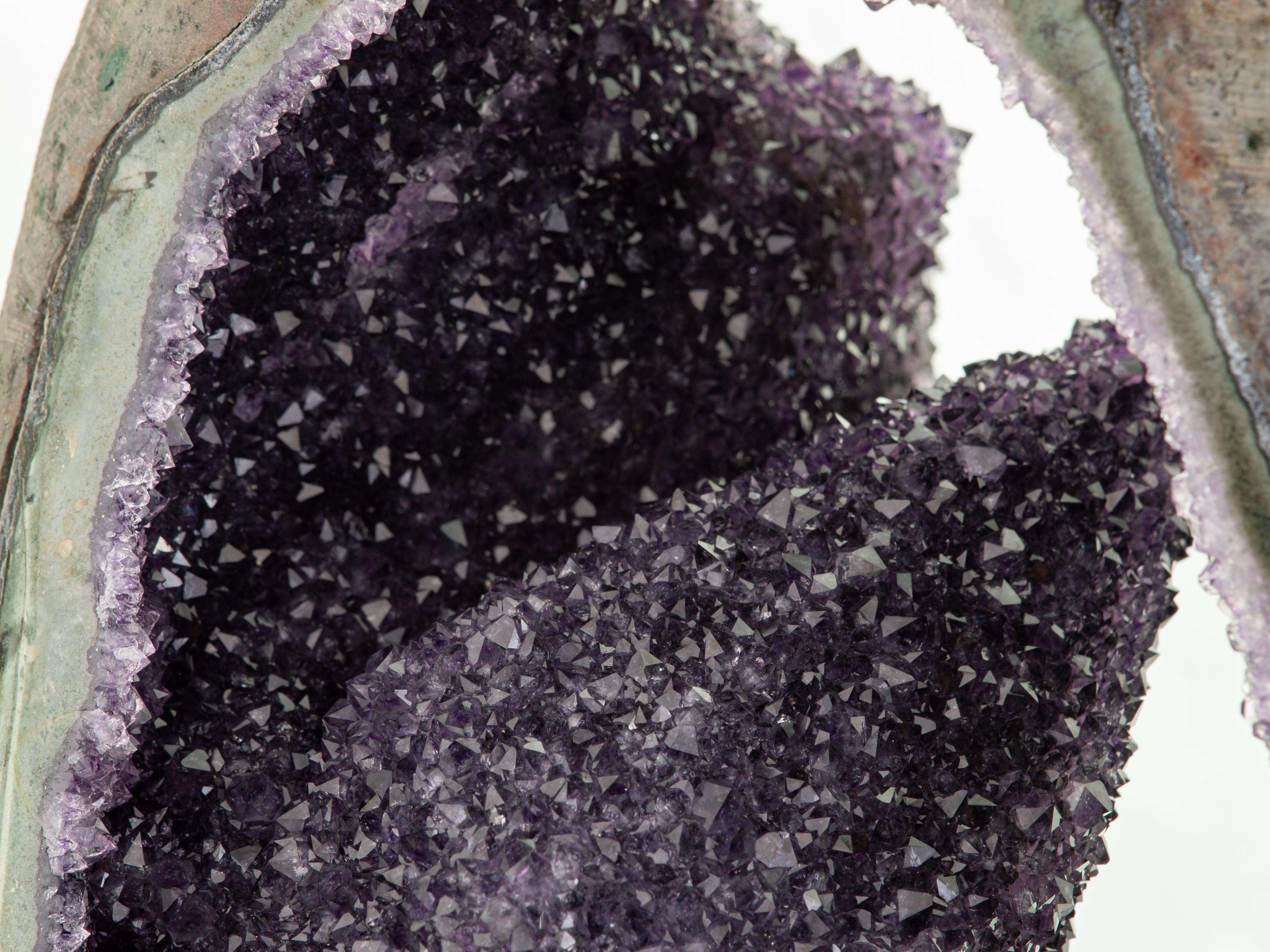 Geode Section with Rare Amethyst Formation and Intense Green Shell For Sale 9
