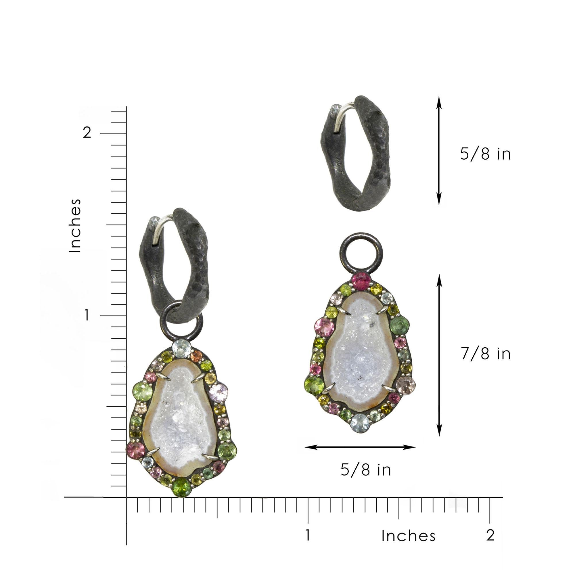 Women's or Men's Geode Silver Earring Charms For Sale