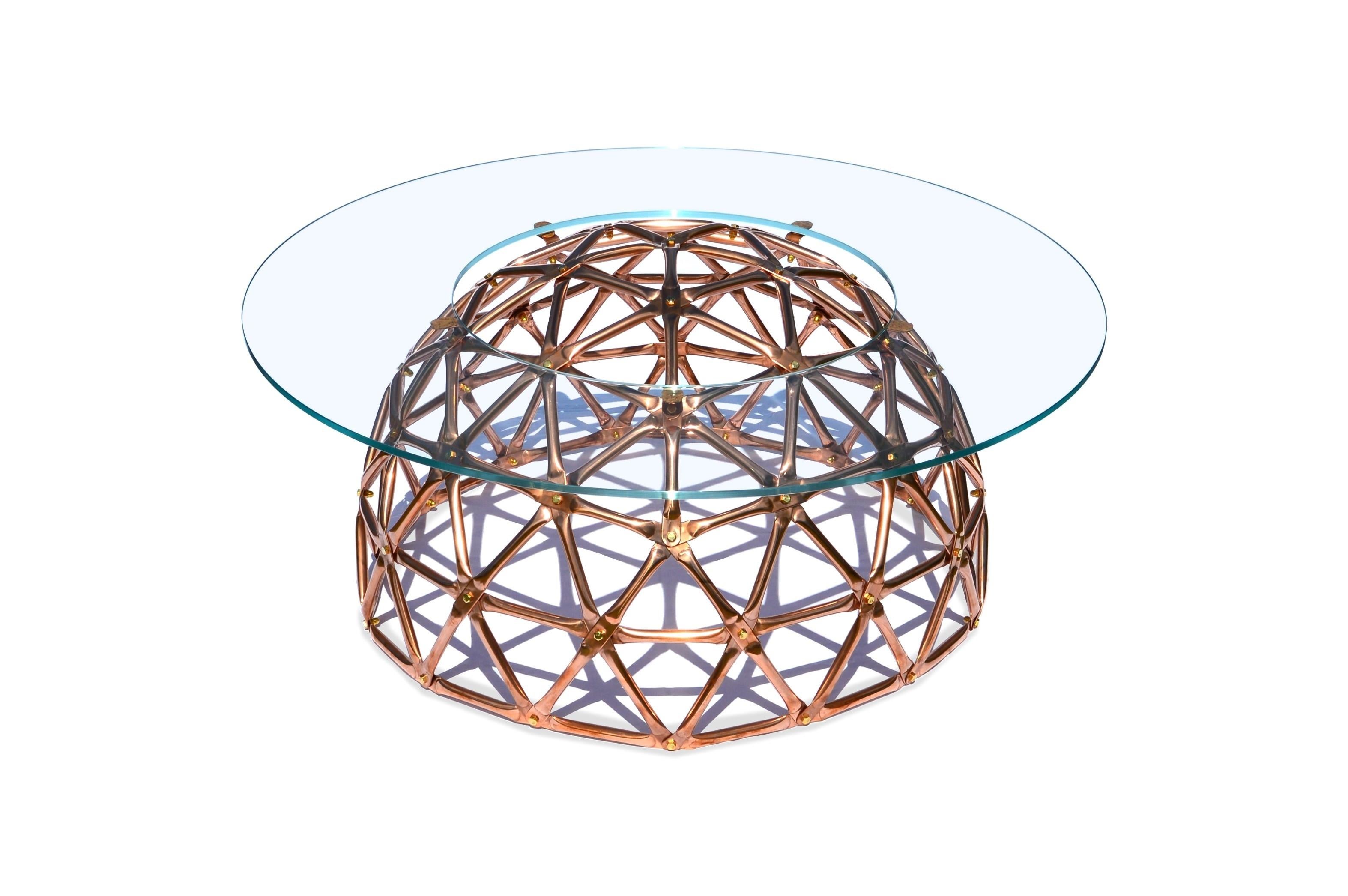 Modern Geodesic Dome Table in Copper by Connor Holland For Sale