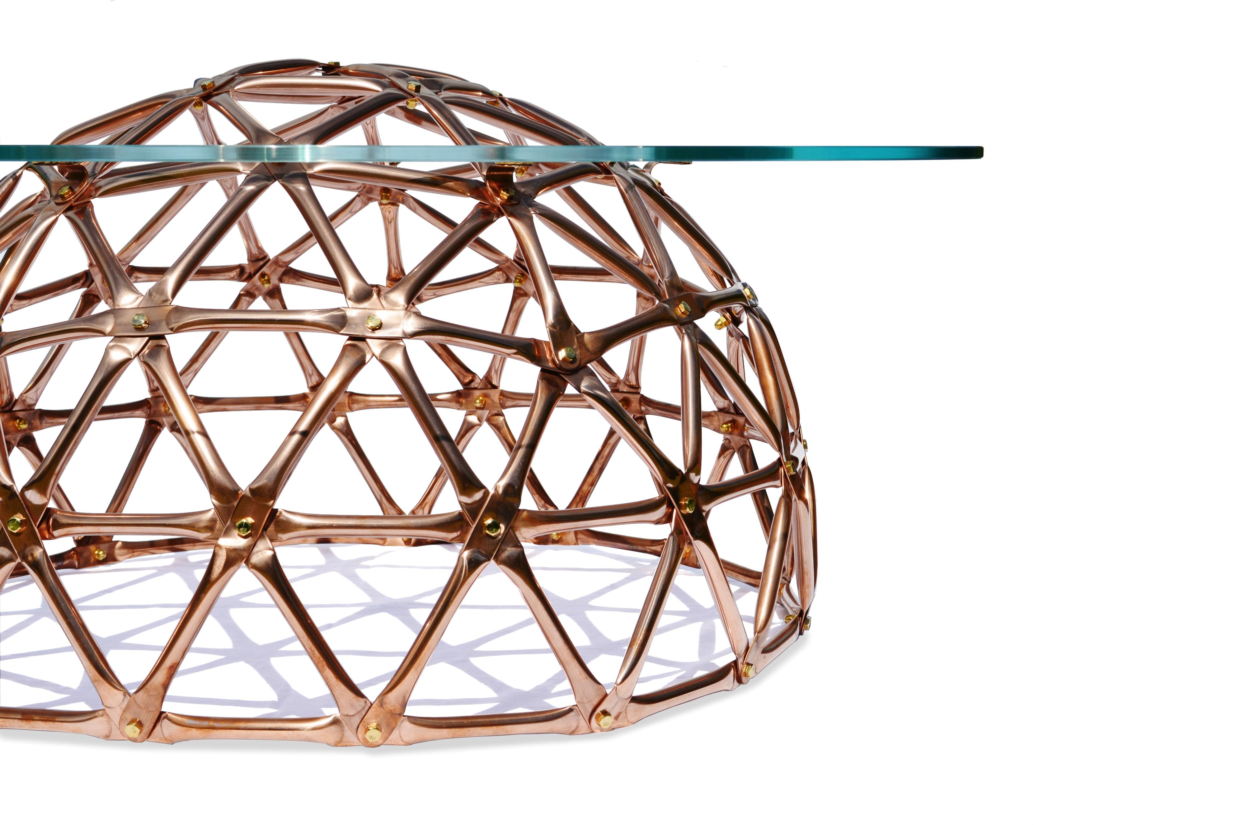 British Geodesic Dome Table in Copper by Connor Holland For Sale