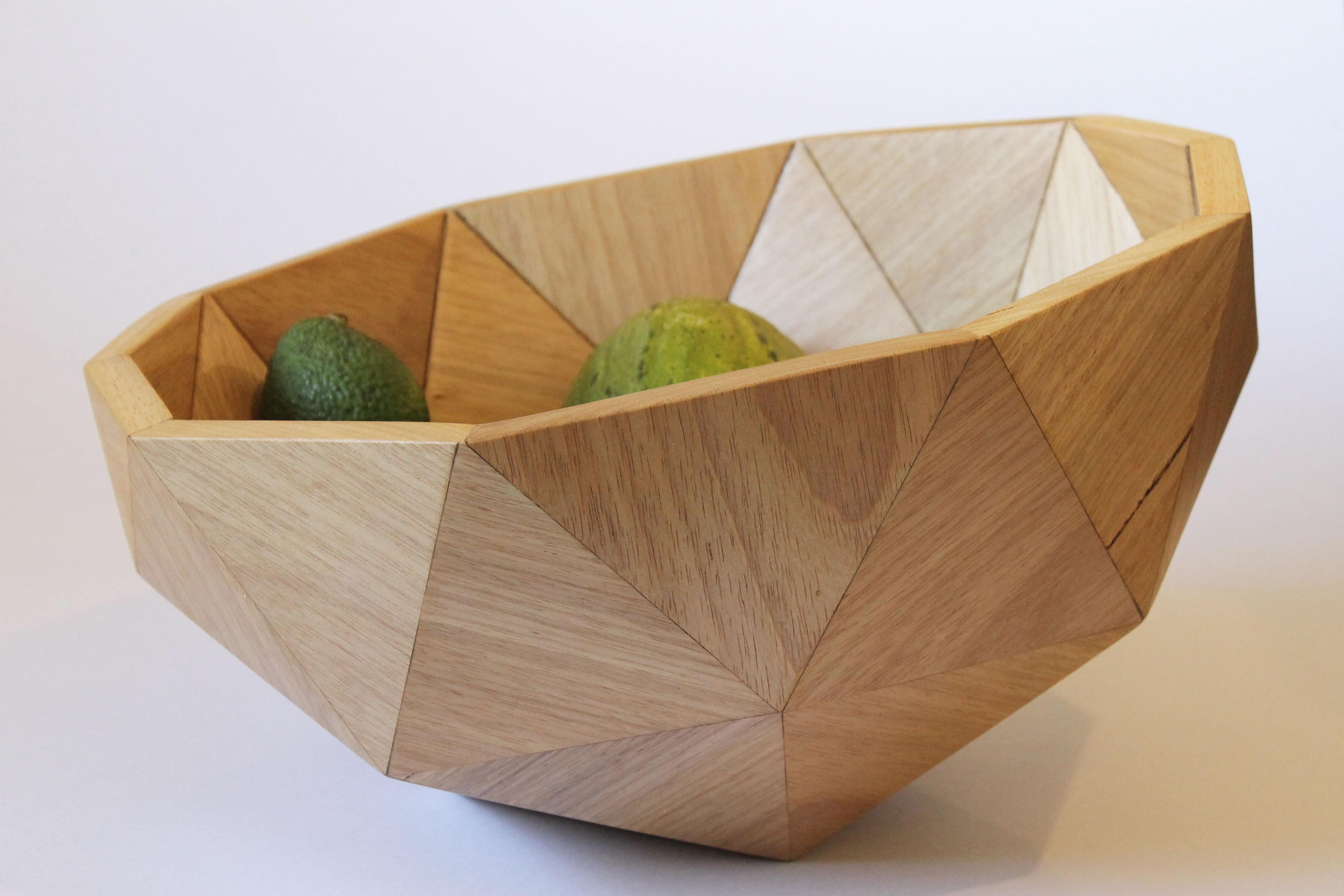 Modern Geodesic wood bowl (tauari) For Sale