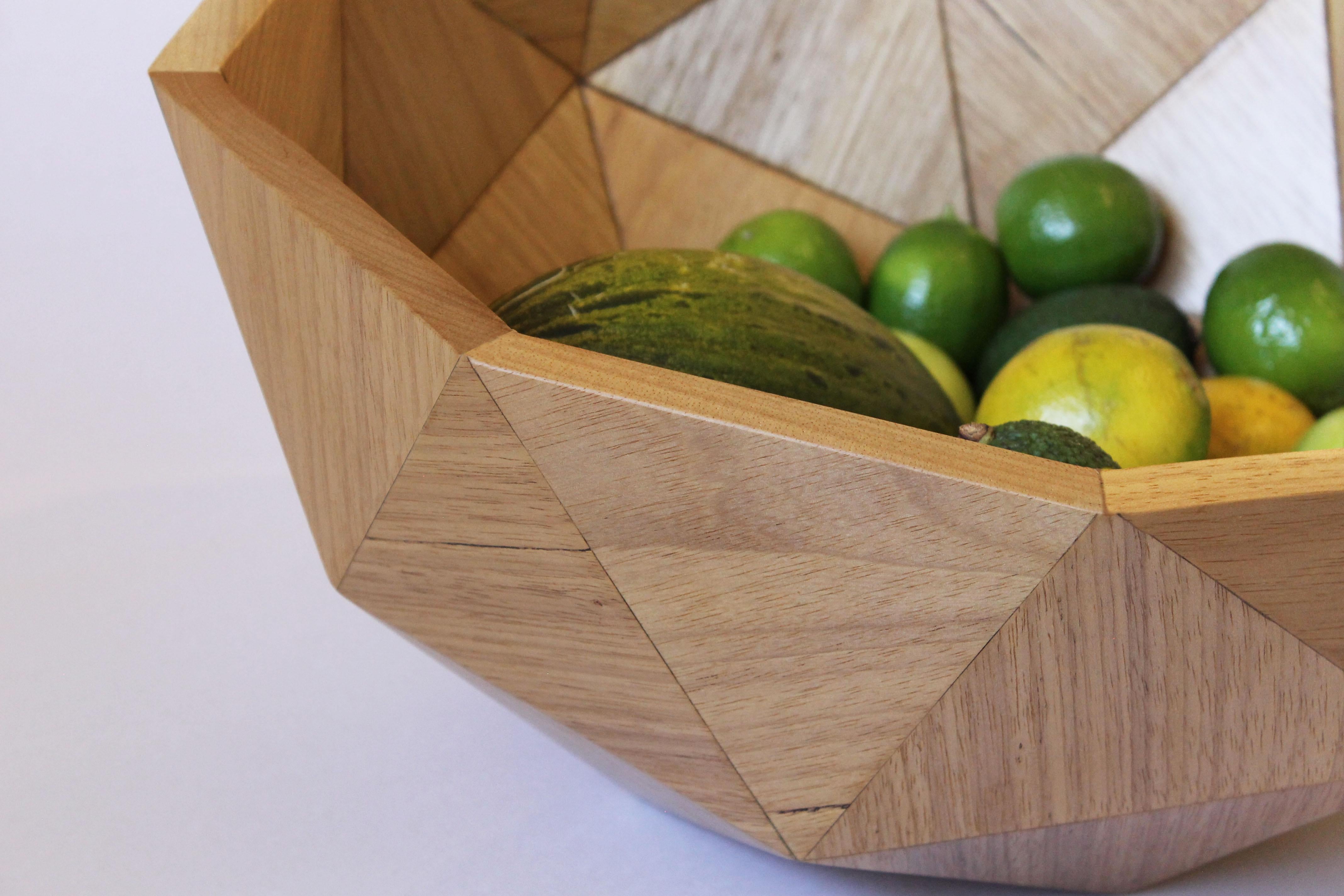 Contemporary Geodesic wood bowl (tauari) For Sale