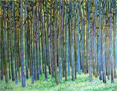 Large Peaceful Forest, Painting, Acrylic on Canvas