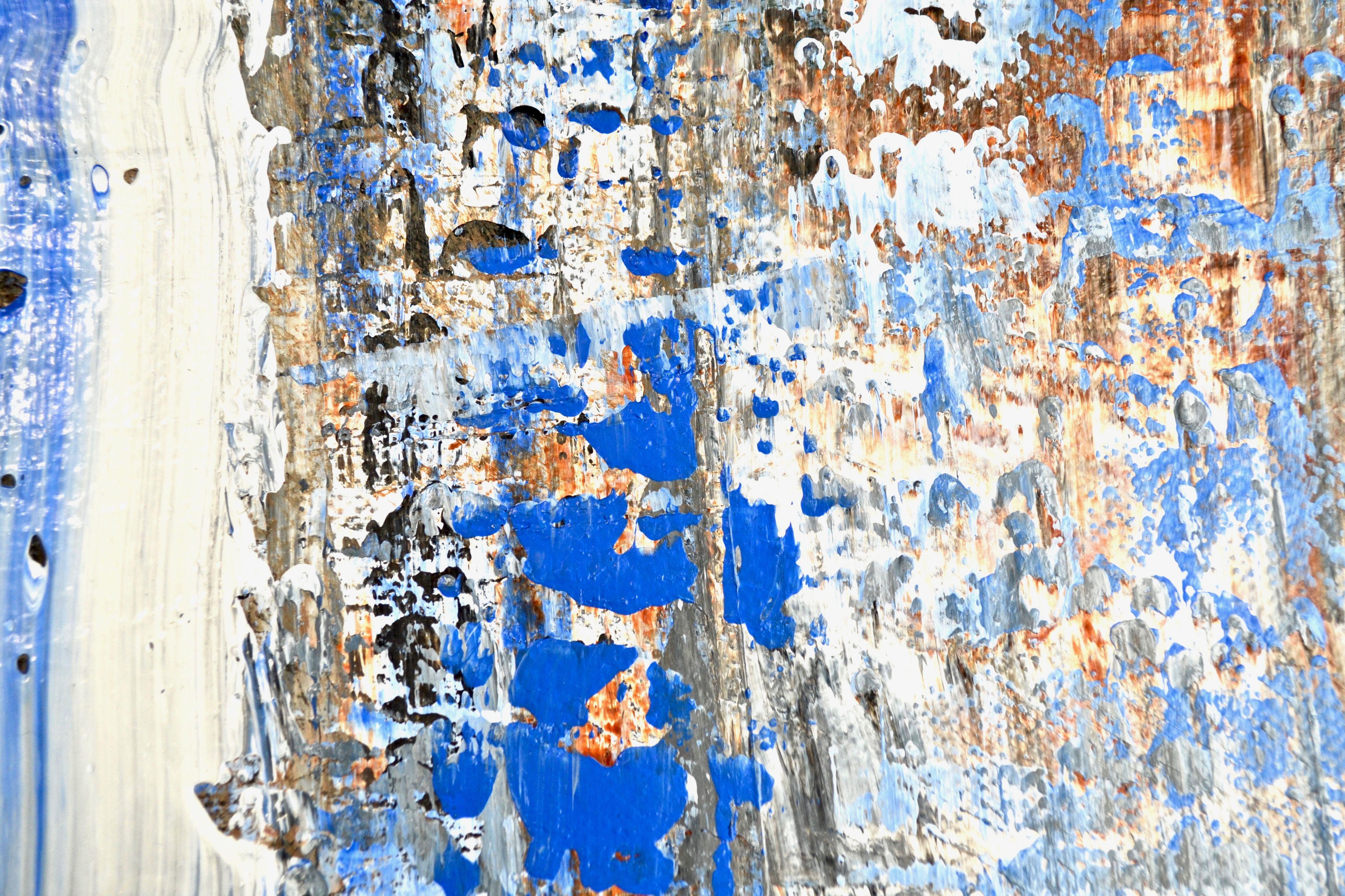 Cobalt Abstract 1, Painting, Acrylic on Canvas - Gray Abstract Painting by Geoff Howard