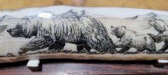 Geoff Olsen Scrimshaw Grizzley Bear on Fossilized Walrus Bone