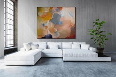 Abstract Acrylic Painting on Canvas, 1990s, Unstretched, 72x86