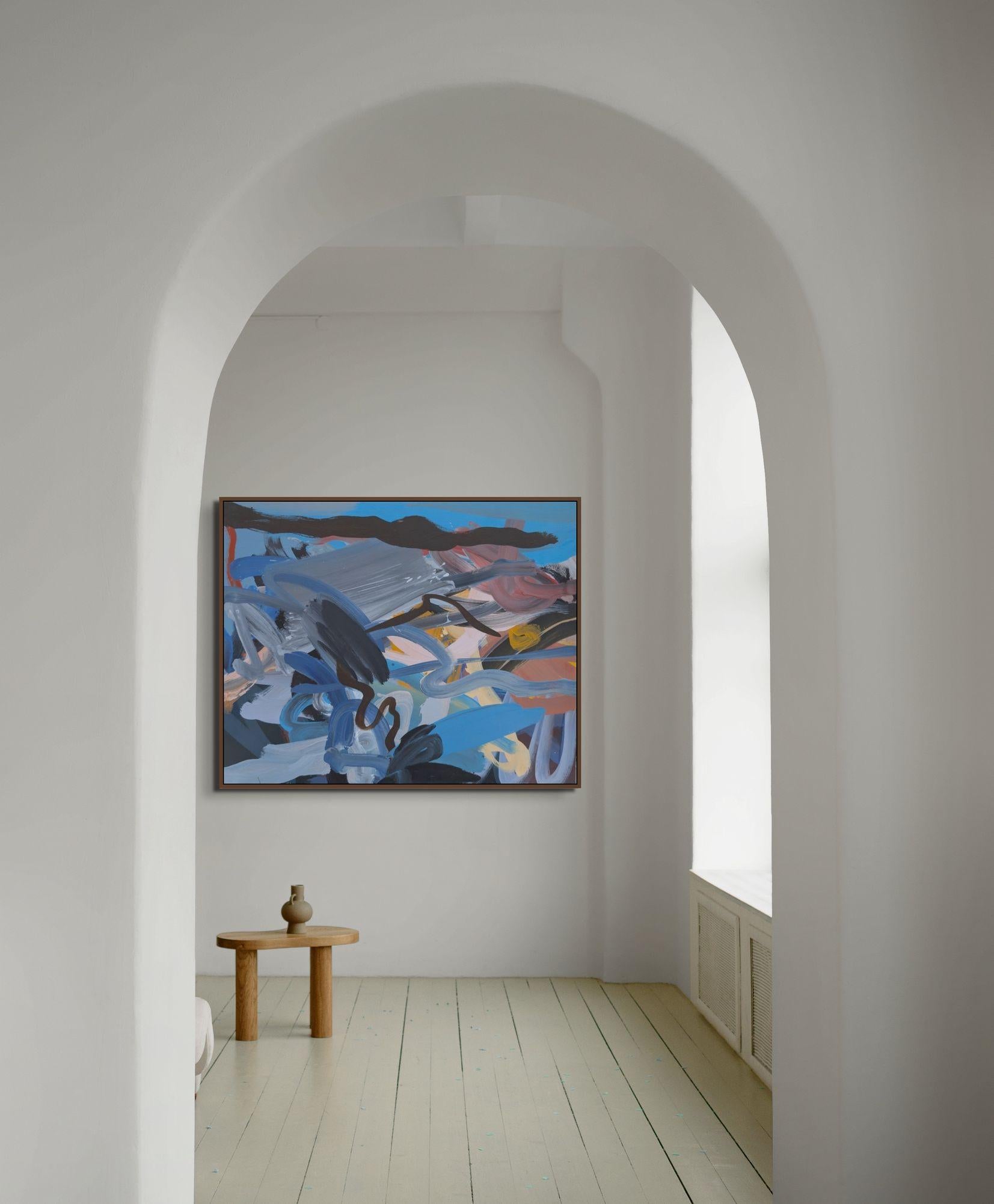 Untitled - Gray Abstract Painting by Geoff Rees