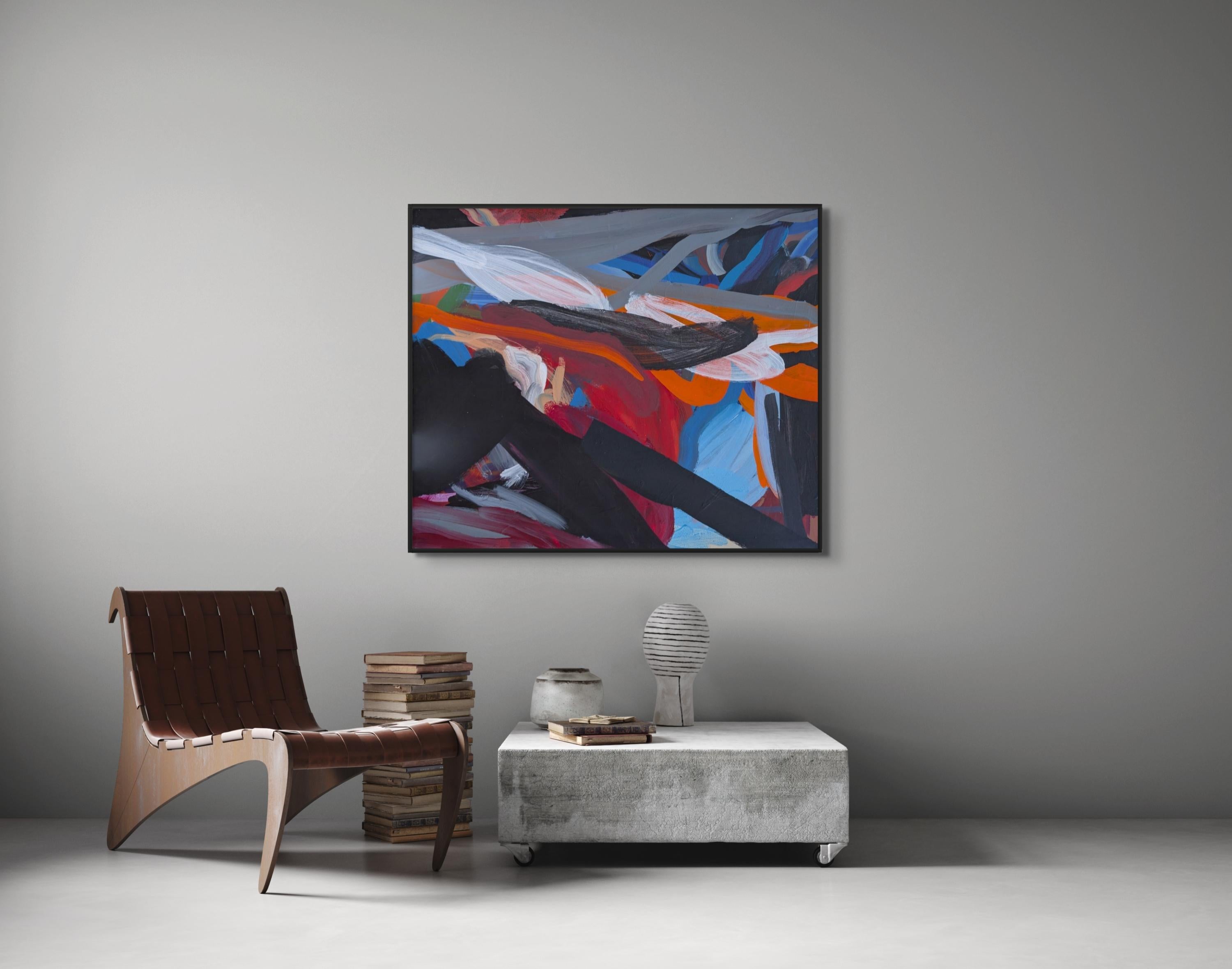 Untitled - Gray Abstract Painting by Geoff Rees