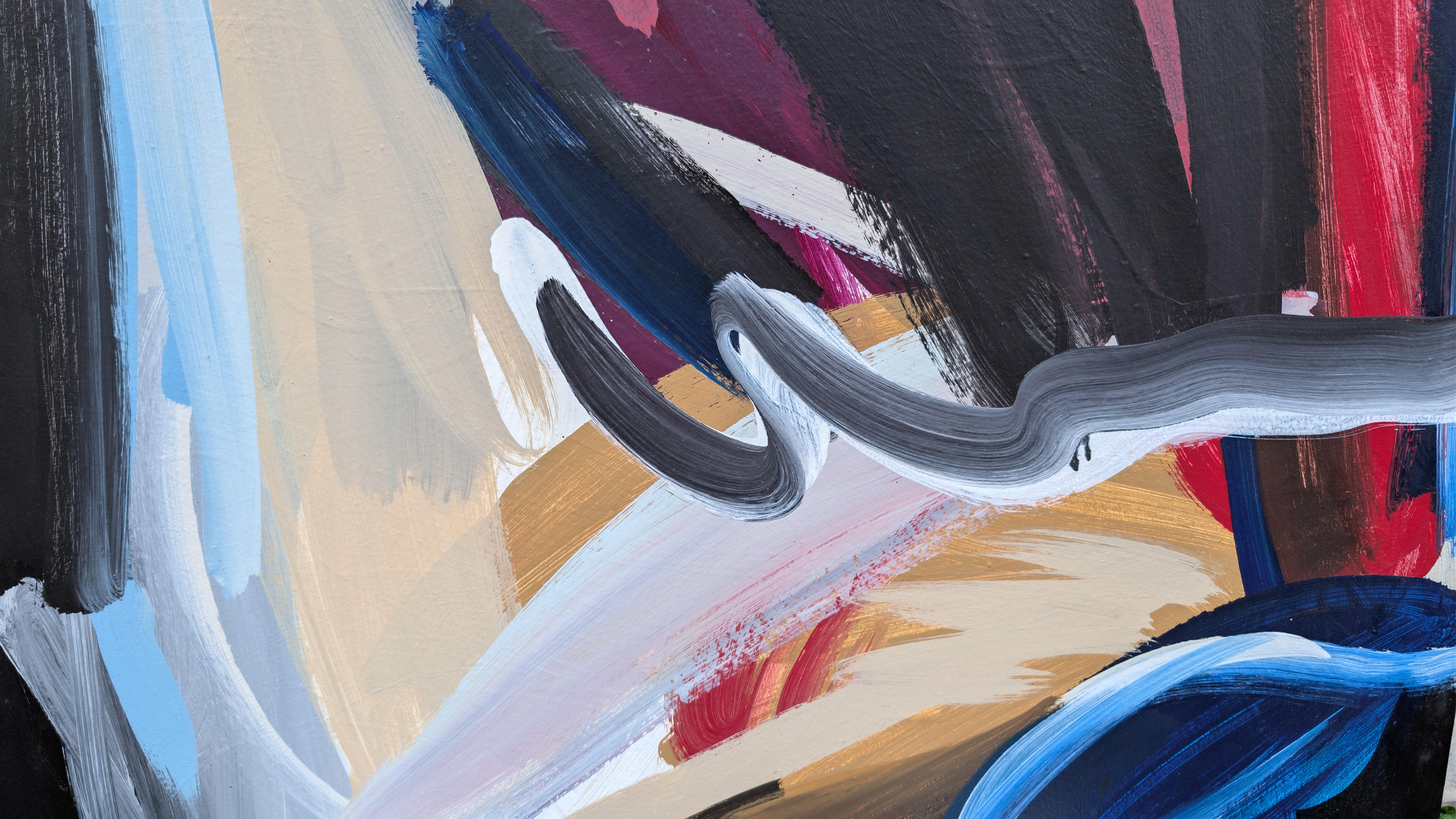 Untitled - Black Abstract Painting by Geoff Rees