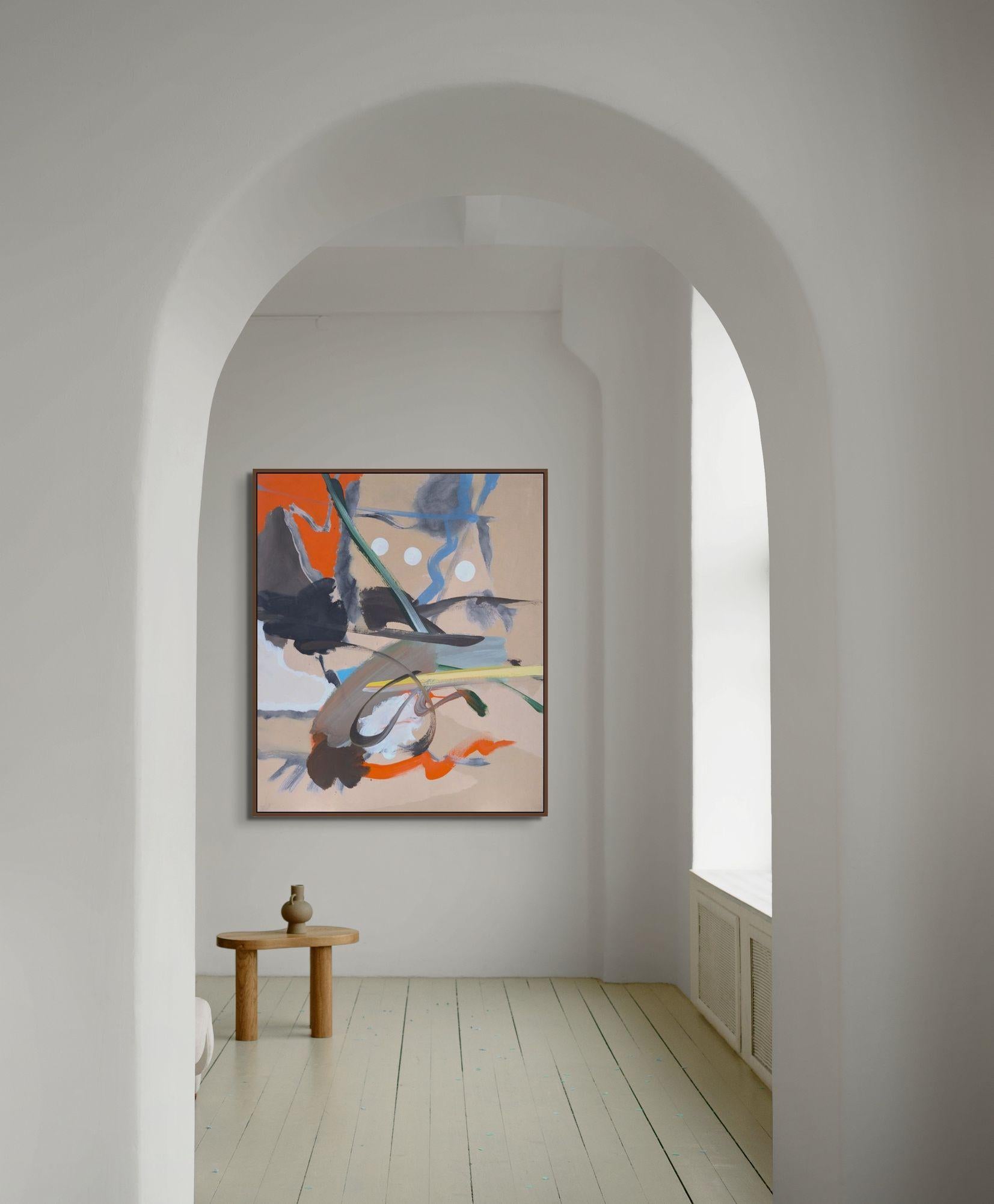 Untitled - Gray Abstract Painting by Geoff Rees